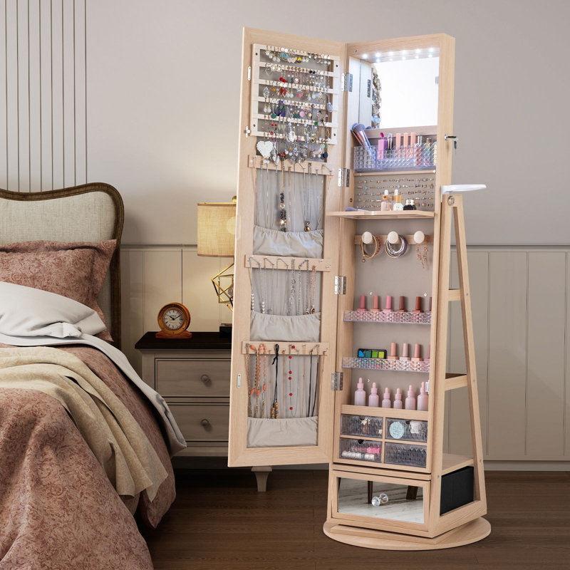 Freestanding Jewelry Armoire, Beige