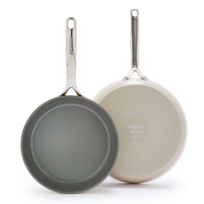GreenPan GP5 Hard Anodized Healthy Ceramic Nonstick 9.5” & 11” 2 Piece Frying Pan Skillet Set,Heavy Gauge Scratch Resistant, Stay-Flat Surface, Induction, Mirror Finish Handle, Oven Safe, PFAS-Free