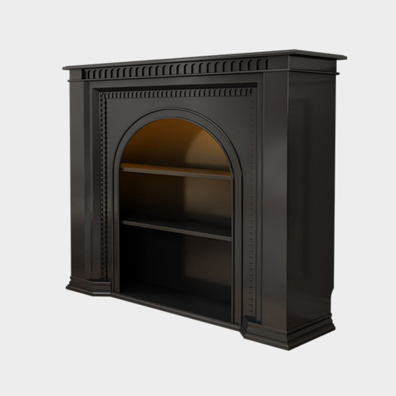 French retro-style decorative fireplace storage cabinet, 39.37"H x 39.37"W x 12.60"D, Black