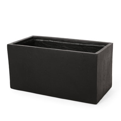 Black Magnesium Oxide Planter For Outdoor Use - 31.85" W X 15.53" D 16" H Lightweight Concrete Gardens And Patios