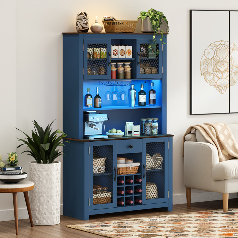 71" H Kitchen Pantry Cabinet, Navy Blue