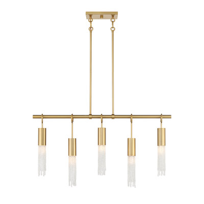 Downend 5-Light Linear Chandelier in Warm Brass