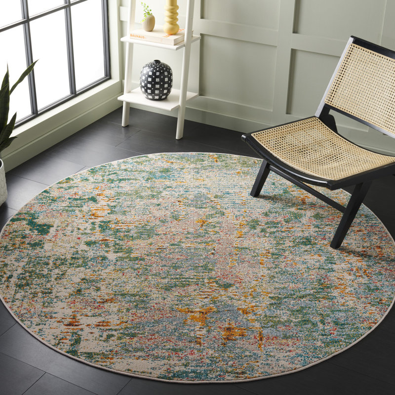 Tapis en polypropylène tissé à la machine Madison, Rond 6 pi 7 po