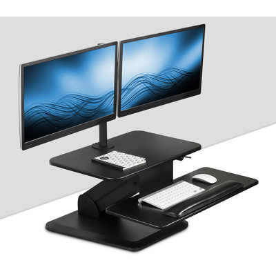 Mount-It! Height Adjustable Sit Stand Workstation, Standing Desk Converter with Dual Monitor Mount