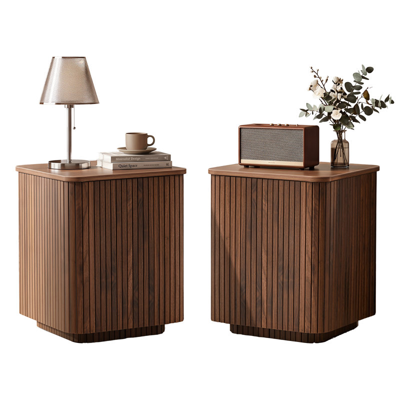 Square End Table Set, Walnut