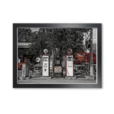 Retro Black And Red Gas Pumps - Single Picture Frame Print