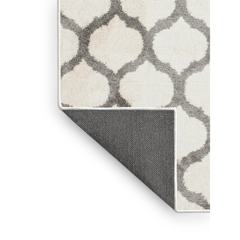 Tapis contemporain gris / crème, Rectangle 4 pi x 6 pi