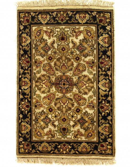 Tapis beige en laine d'agneau rectangulaire unique de 2 pi x 3 pi Ouseman