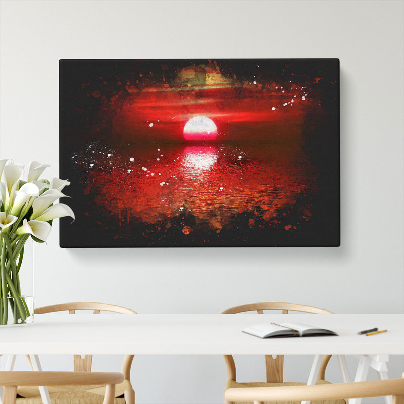 Red & Orange Sunset Above The Sea - Wrapped Canvas, 35cm H x 50cm W x 3cm D