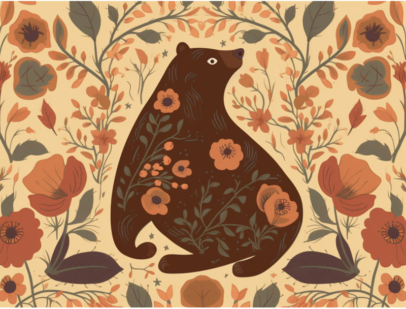 Bear Animal Shower Curtain, 73"H x 70"W