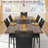 7-Piece Rectangle 71" Dining Table Sets With Adjustable Foot Pads For Dining Room, Restarant, Or Canteen