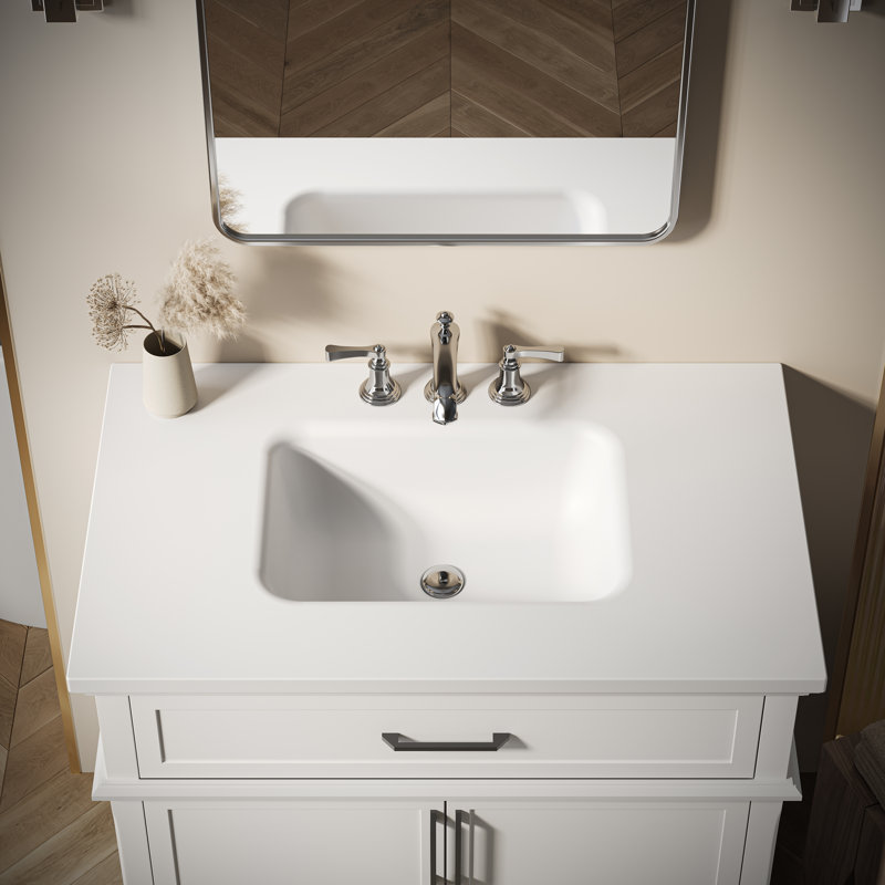 Velora 36 po X P 22 po Dessus de meuble-lavabo blanc D Everstone avec finition hygiénique non poreuse