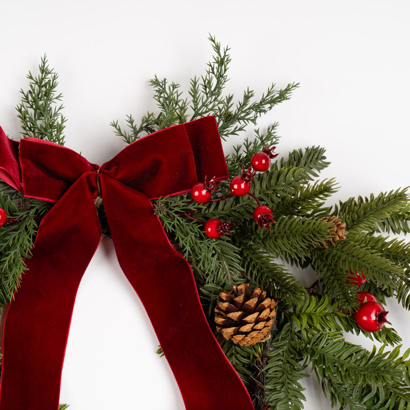 50cm Real Touch Wreath with Velvet Bow