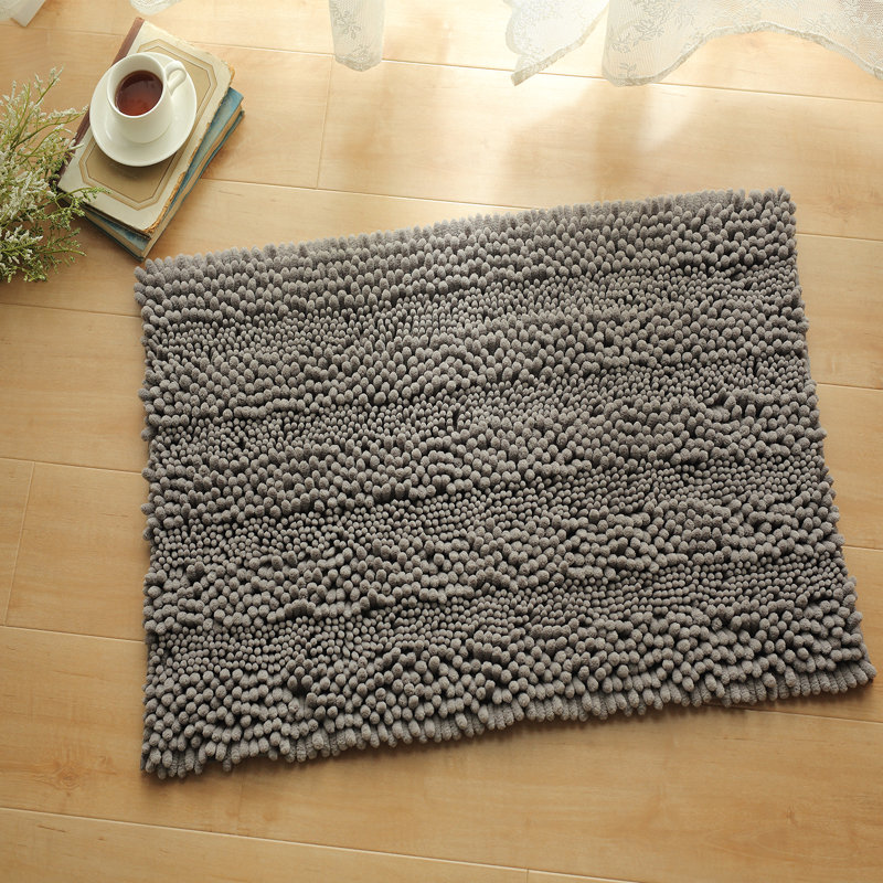 Yanira Chenille, Microfiber / Microsuede Bath Mat, 20" W x 30" L, Dark Gray