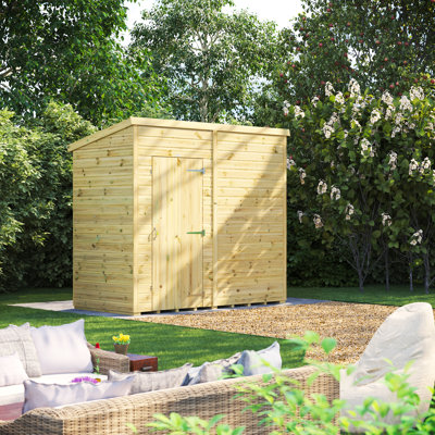 Powersheds 8 x 4ft Premium Pressure Treated Timber Windowless Pent Garden Shed