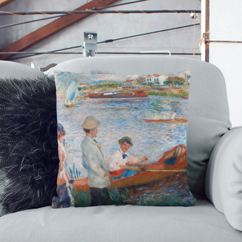 Oarsmen At Chatou Square Throw Cushion, 55cm H x 55cm W x 20cm D, Black