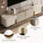 79" Luxury Marble Beige TV Stand with 4 Cabinets and Elegant Gold Legs