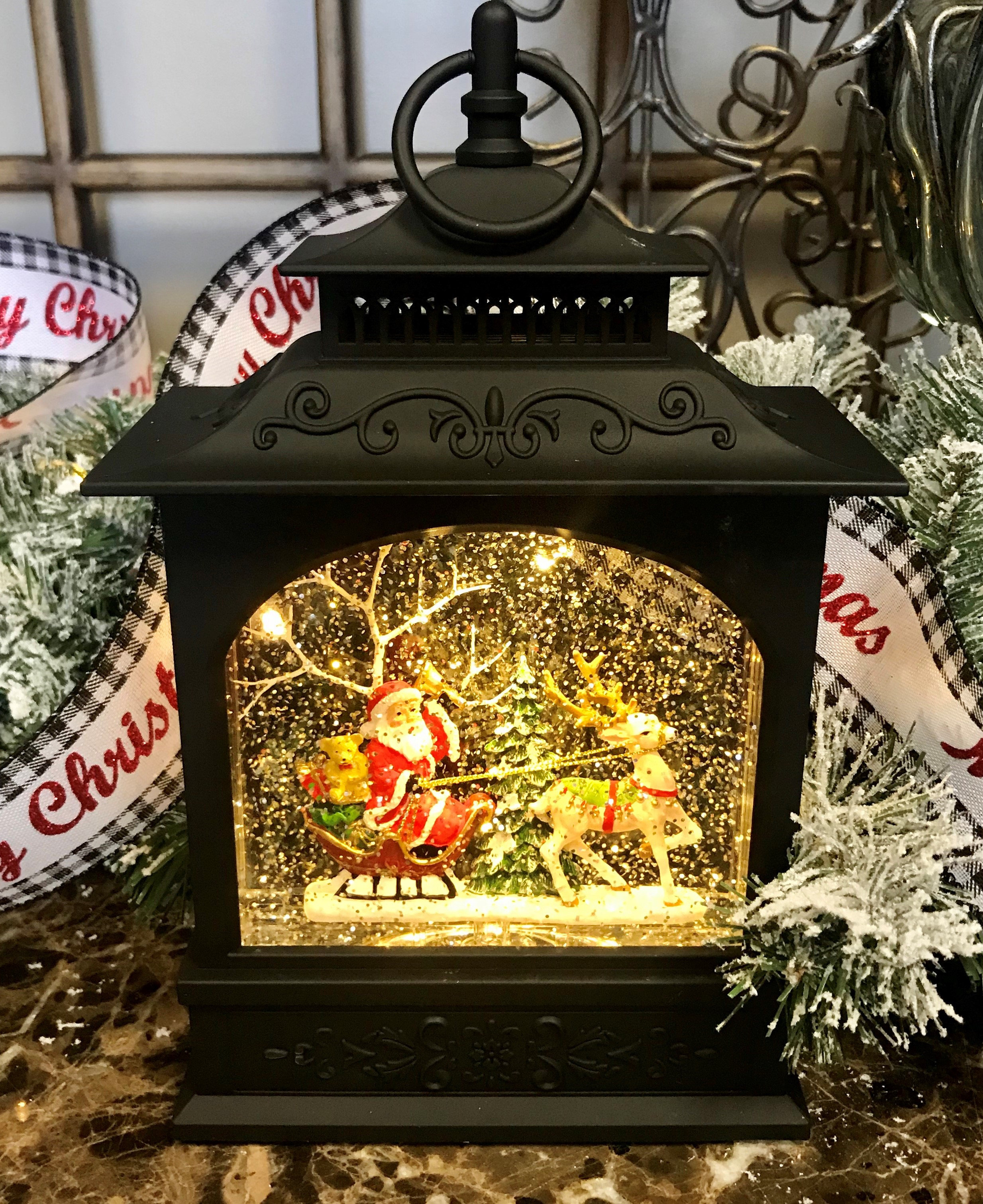 The Holiday Aisle® Santa in Sleigh Water Battery Lanterns & Reviews ...