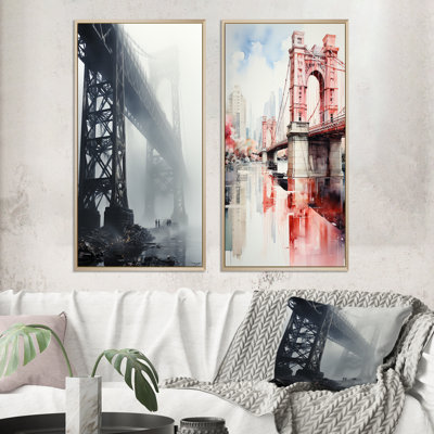 " Grey Bridge In Fog " 2 - Pieces