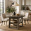 43.3"-59" Extendable Round Dining Table,Round-to-Oval Kitchen Table with Built-In Flip-Up Extension Leaf