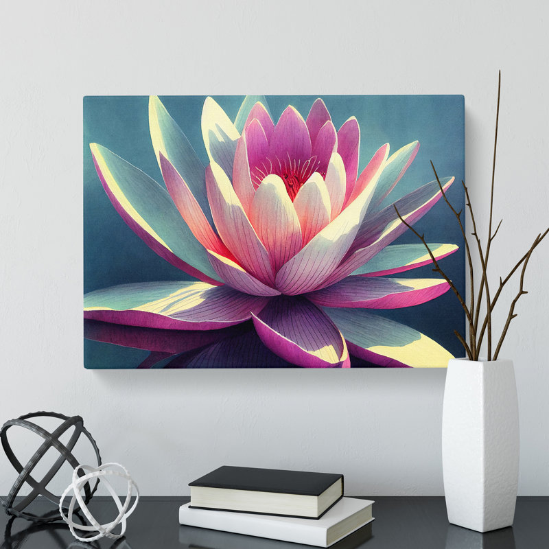 Flashy Water Lily Flower - Wrapped Canvas, 35cm H x 50cm W x 3cm D