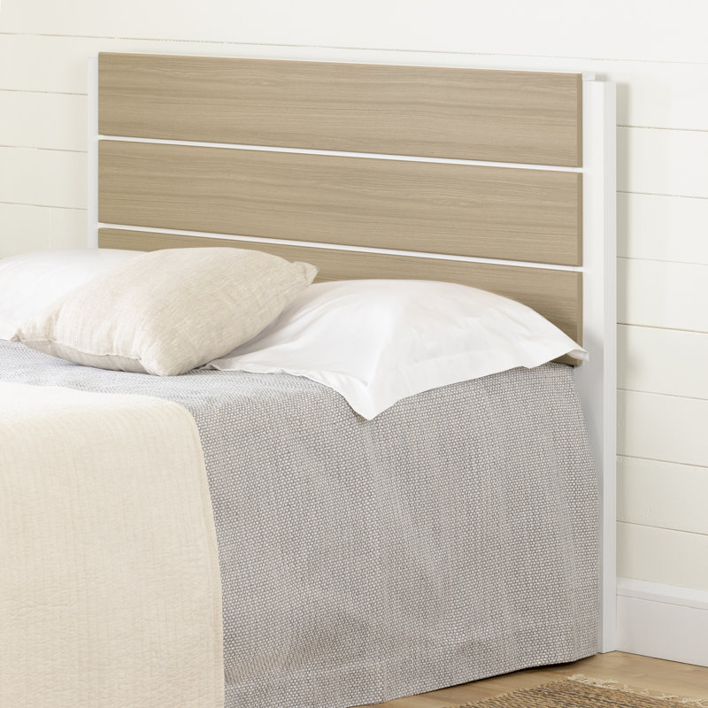 Full White and Soft Elm Plank Effect Headboard