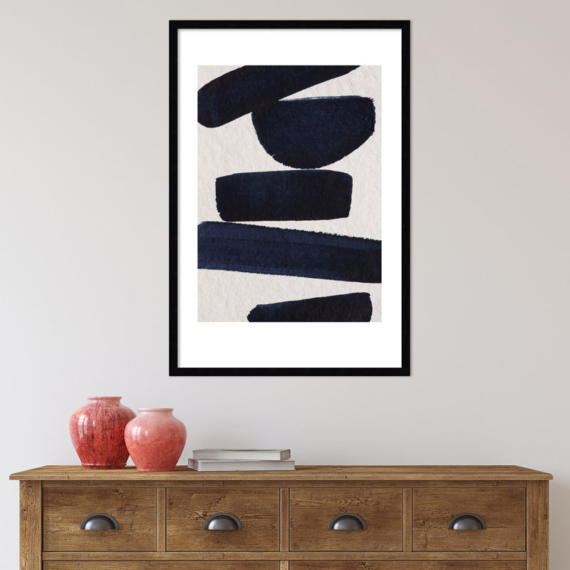 «Japonaise 5» par Simon West - Reproduction d'art graphique sur papier encadré, Noir, H 35 po x l 24 po