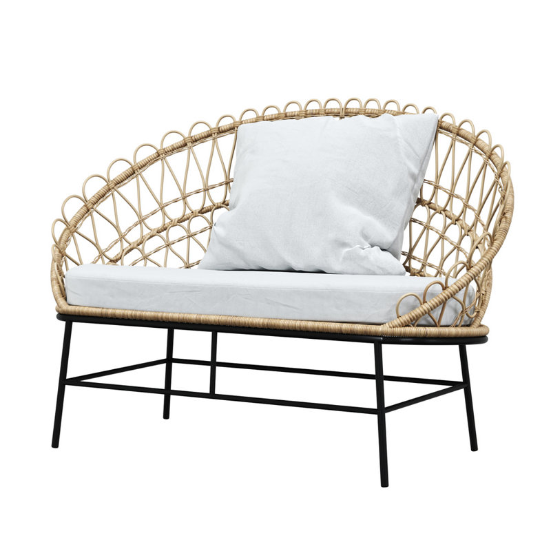 Elsah 126cm Wide Wicker Patio Sofa with Cushions