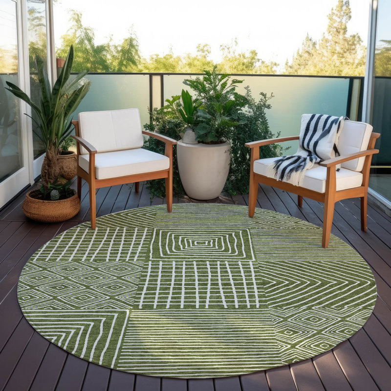 Tapis intérieur / extérieur vert Junia , 3 pi x 5 pi
