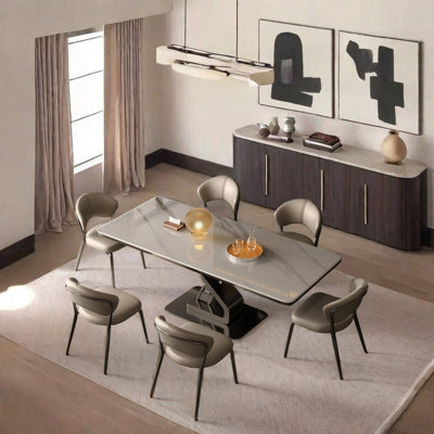 Simple modern rock plate dining table and chair
