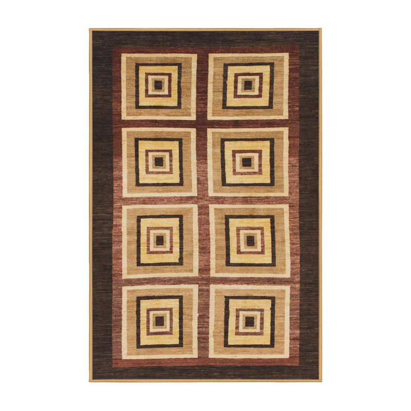 Tapis décoratif multicolore à motif abstrait, Rectangle de 5 pi x 8 pi