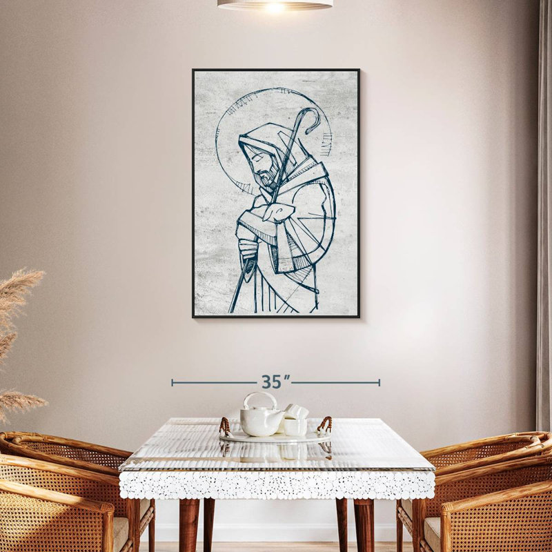 Jésus, le bon berger, Cadre flottant noir, 29 po x 43 po