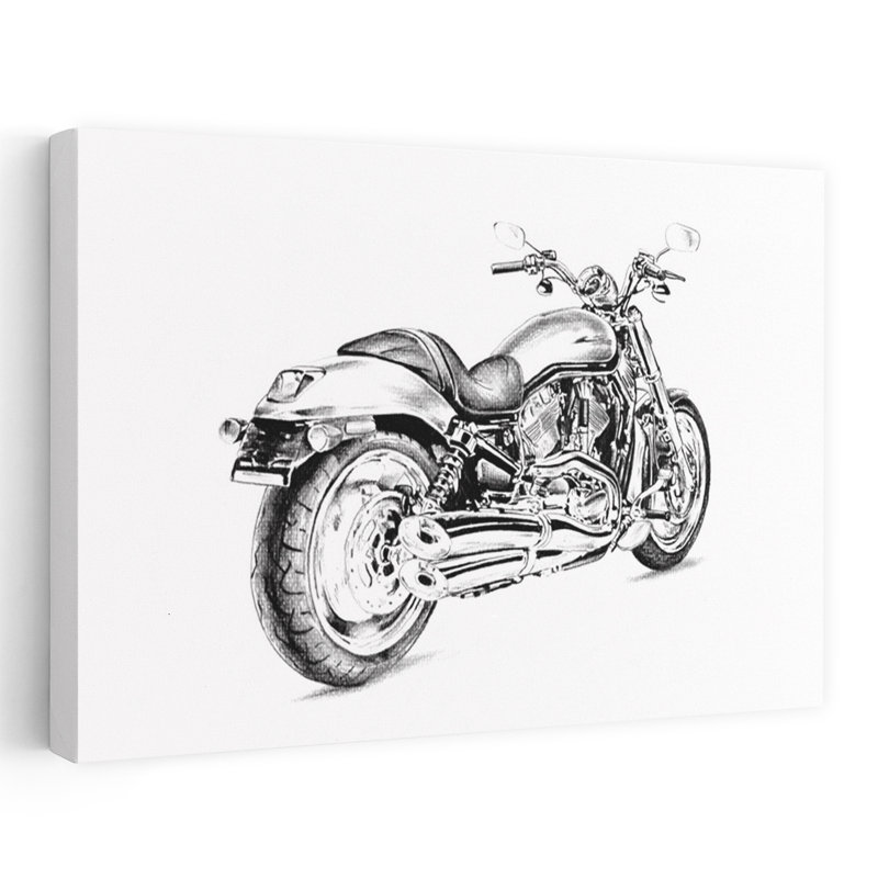 Dessin détaillé de moto - Affiche murale classique, moderne et contemporaine, H 40 po x l 60 po