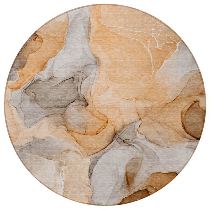 Tapis extérieur rond lavable et antidérapant rond 8 'orange