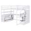 Lit mezzanine double avec bureau et tablettes, deux tiroirs intégrés, escalier de rangement-845566417