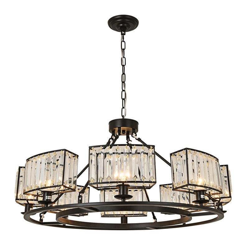 Hyatt 10 - Light Iron Dimmable Chandelier, Black, 39.37" H x 41.34" W x 41.34" D, 10 Lights