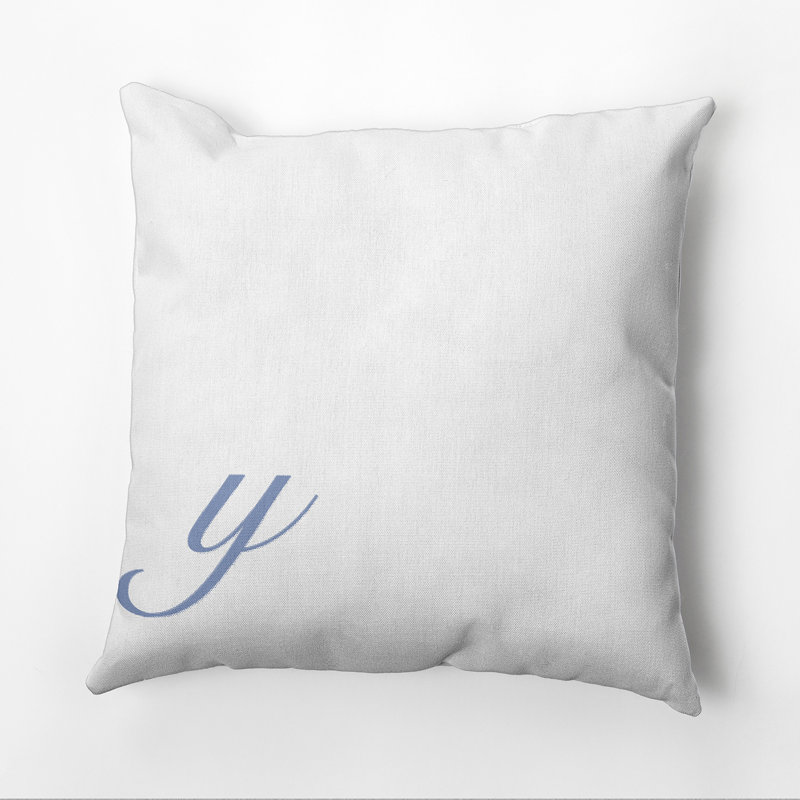 Monogram Design Collection Reversible Throw Pillow, 16"x16", Blue, Y