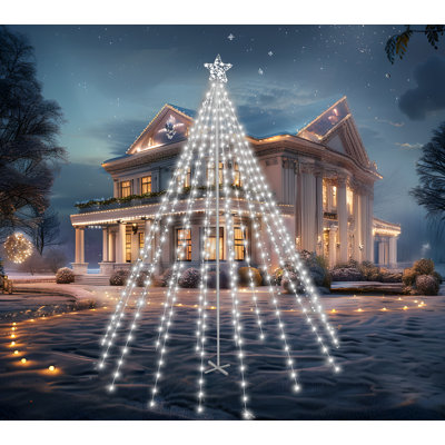10ft 560 LED Cone Tree Lights, Metal Stakes Outdoor Decor