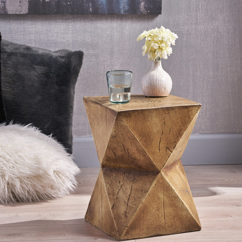 Élégante table d'appoint en béton avec grâce abstraite - choix de motifs peints à la main de fabrication légère