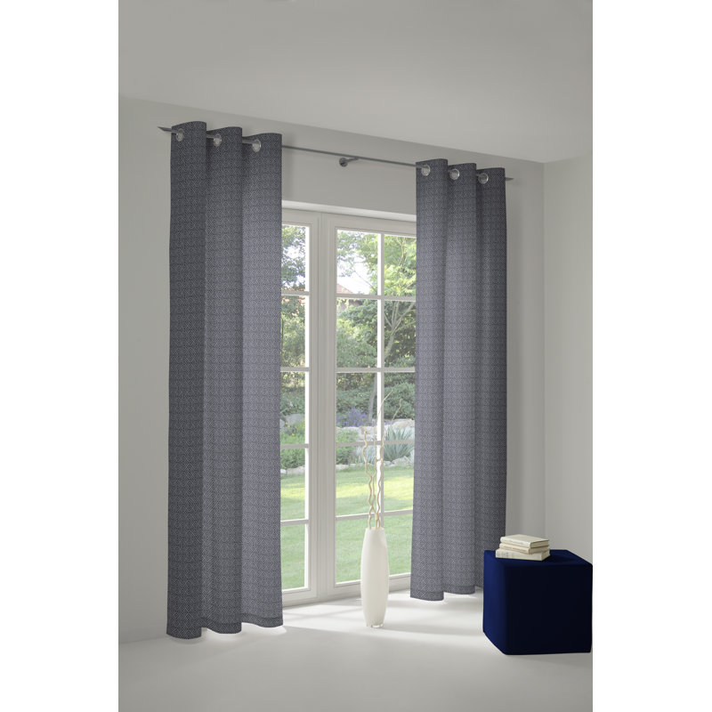 Salguero Eyelet Opaque Single Curtain, Dark blue., 145cm Width x 245cm Drop