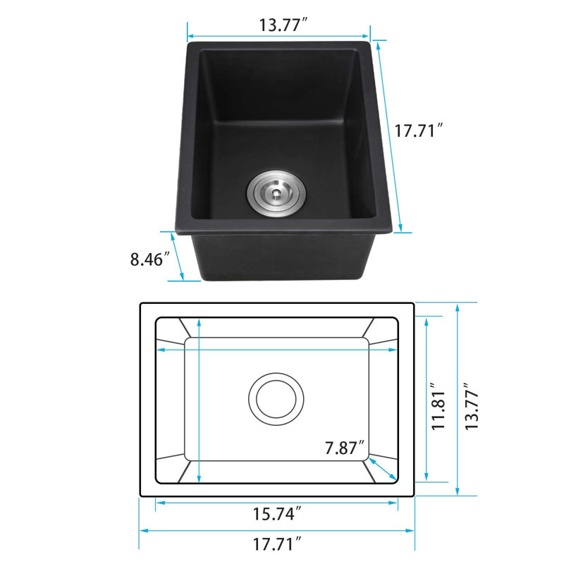 Évier de bar encastrable avec crépine L 13,77 po x l 17,71 po | Idée de cadeau