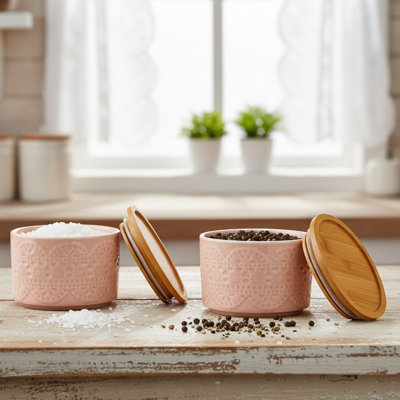 10 Strawberry Street Embossed Salt Cellar, Blush Lace,