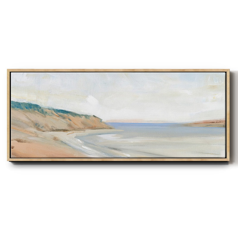 Étude de rivage I, H 12 po x l 30 po x P 1,5 po, Toile naturelle avec cadre flottant, Pas de tapis