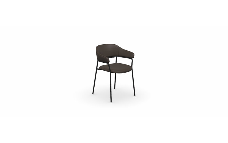 Signorina Upholstered Armchair with Metal Frame, Ash Gray