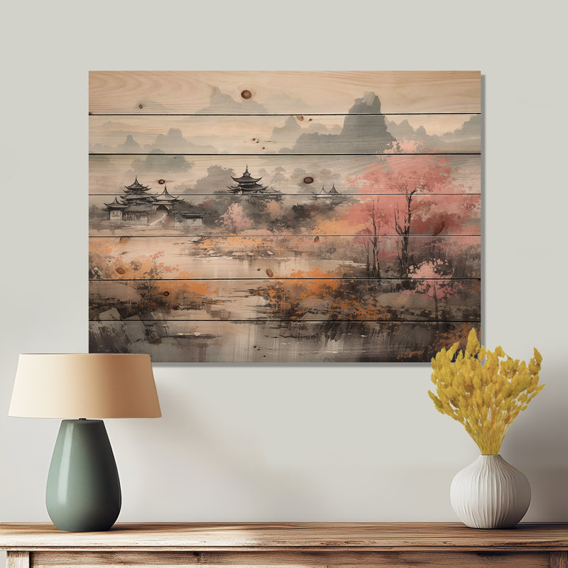 Alva - Paysages, décoration murale sur bois de pin naturel, H 24 po x l 32 po