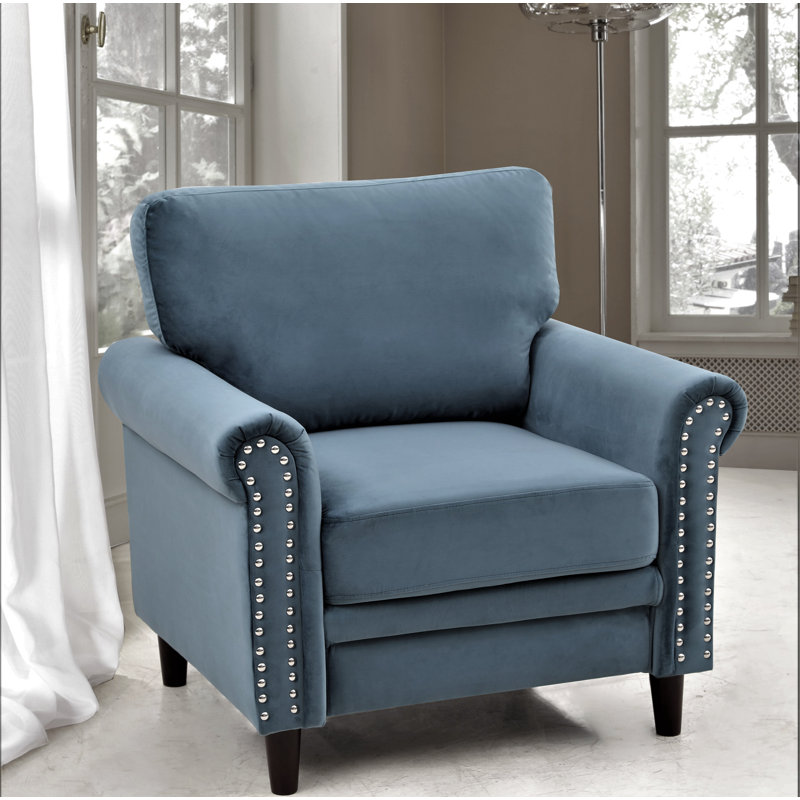 Lyme Velvet Chesterfield Chair, Teal Blue Velvet