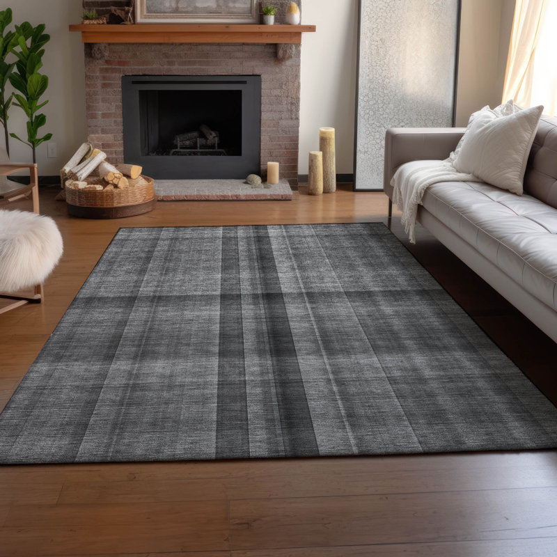 Tapis gris Cerrito AMF548 lavable à la machine de qualité supérieure, Rectangulaire 3 pi x 5 pi