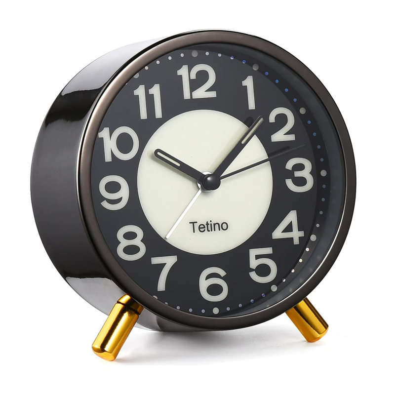 Analogue Metal Electric Alarm Tabletop Clock Gray