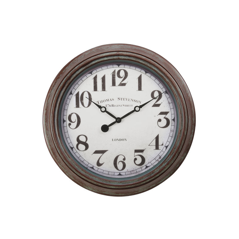 Horloge murale, horloge murale ronde 20 po, brun antique, transitionnel