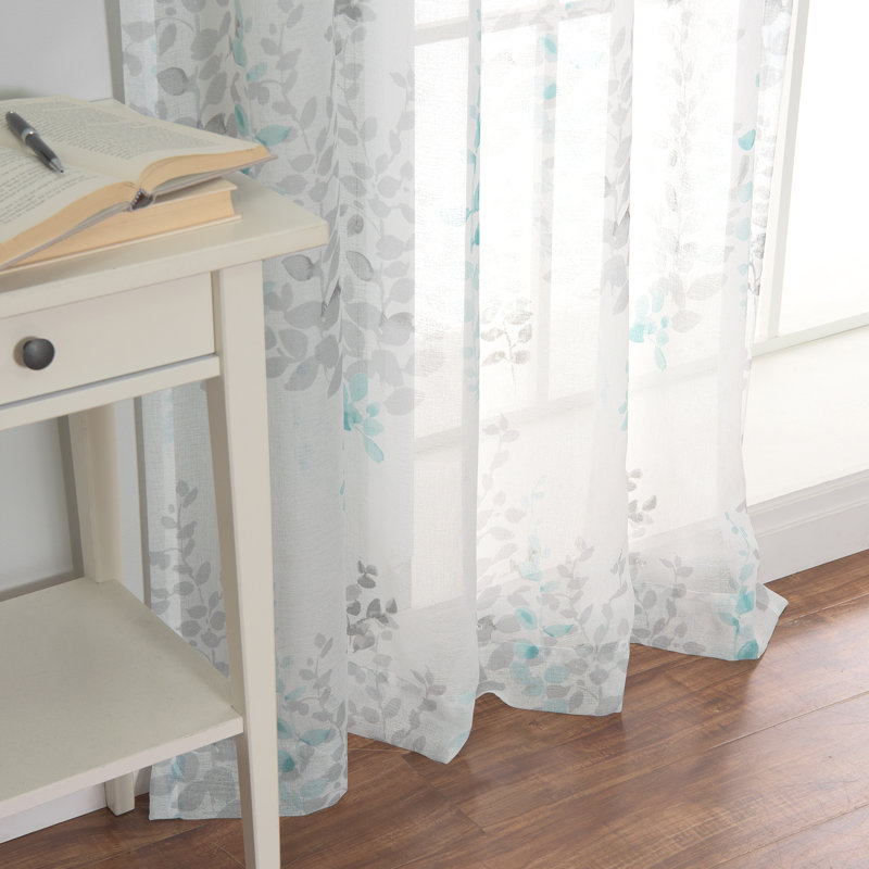 Paire de rideaux transparents avec passe-tringle Aitkens, Bleu sarcelle